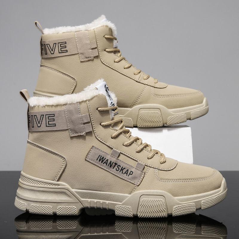 Men's Velvet Padded Snow Boots Casual Mid-high Warm Martin Boots Cotton Ankle Boots