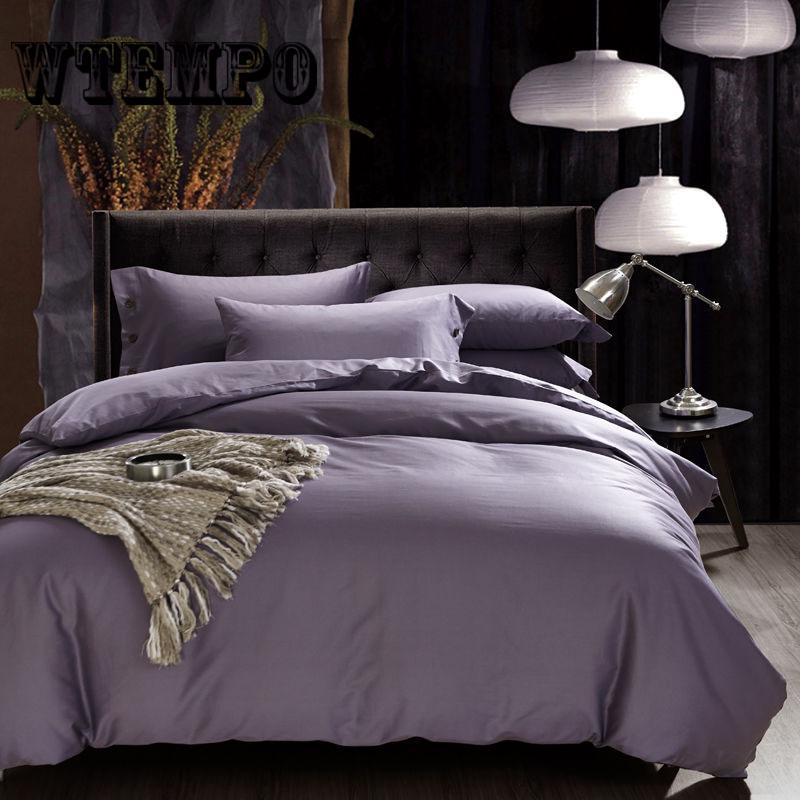 Nude Sleeping Four-piece European Solid Color Bedroom Bedding Four-p