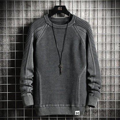 Men's Autumn Thin Sweater Student Trend Handsome Youth Loose Round Neck Bottoming Sweater Top