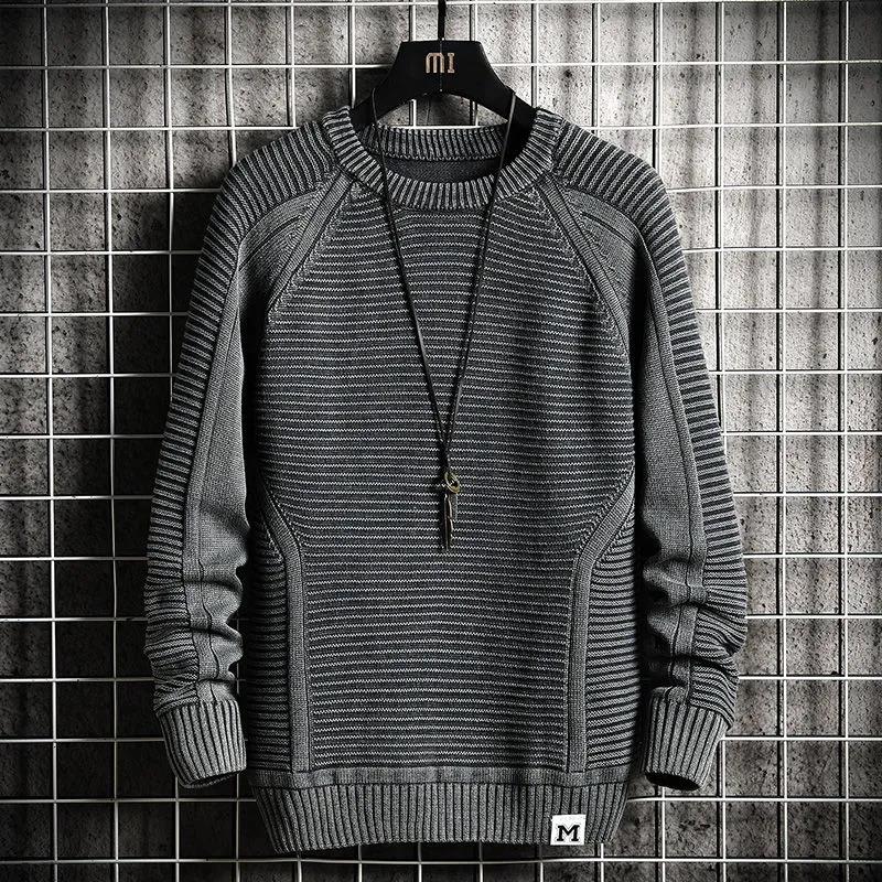 Men's Autumn Thin Sweater Student Trend Handsome Youth Loose Round Neck Bottoming Sweater Top