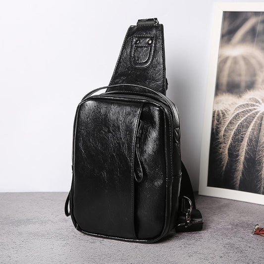 Chest Bag Men's Pu Leather Large-capacity Pockets Outdoor Riding Sports Messenger IPAD Package