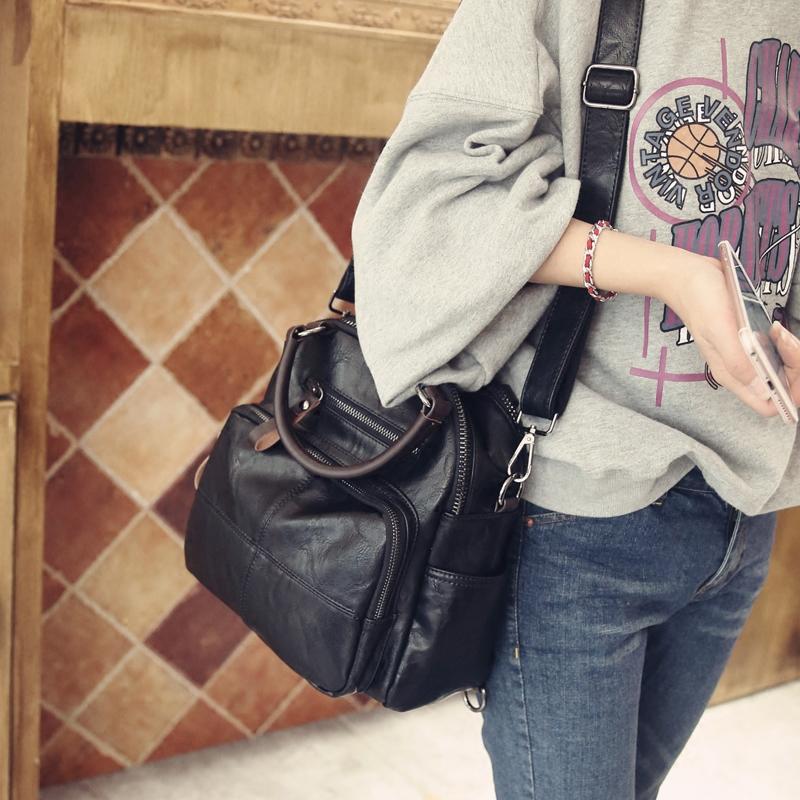 Cowhide Backpack Women Fashion Trend Wild Student Backpack Large Capacity Shoulder Bag Handbag Women