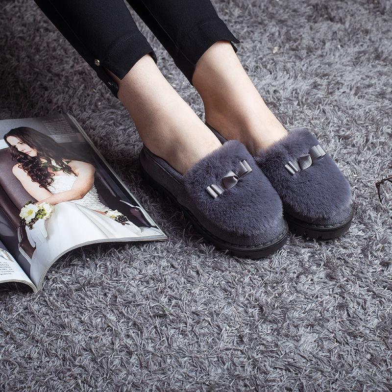 Autumn and Winter Plus Velvet Warm Shoes Plush Shoes Peas Shoes Women's Cotton Support Shoes with Non-slip Moccasins Flat Shoes