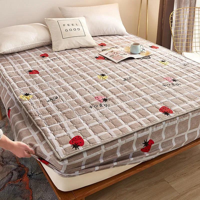 Thickened Mattress Cover Quilted Bed Sheet Cover Single and Double Skin-friendly Breathable Mattress Dust Cover Simmons Protective Cover