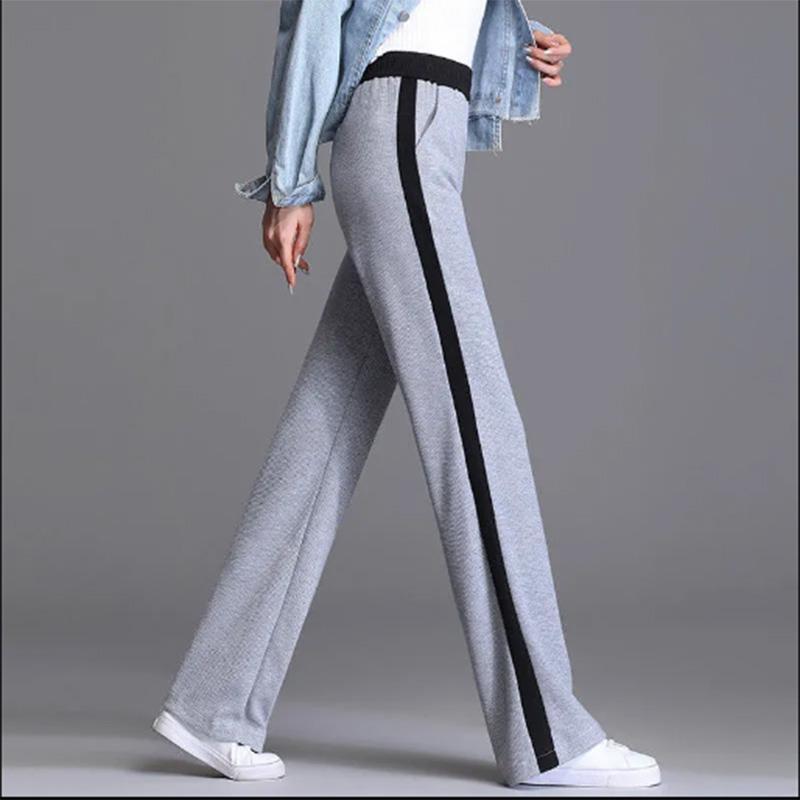 Wide Leg Pants Women's High Waist Casual Sweatpants Spring and Autumn Straight Pants Waffle Loose Sweatpants
