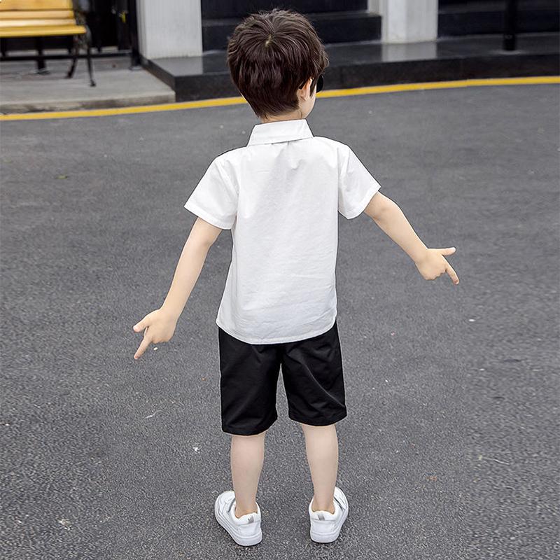 Boys' Summer Clothes Western Style Suits Male Baby Captain Clothes Short-sleeved Shirts Two-piece Performance Clothes