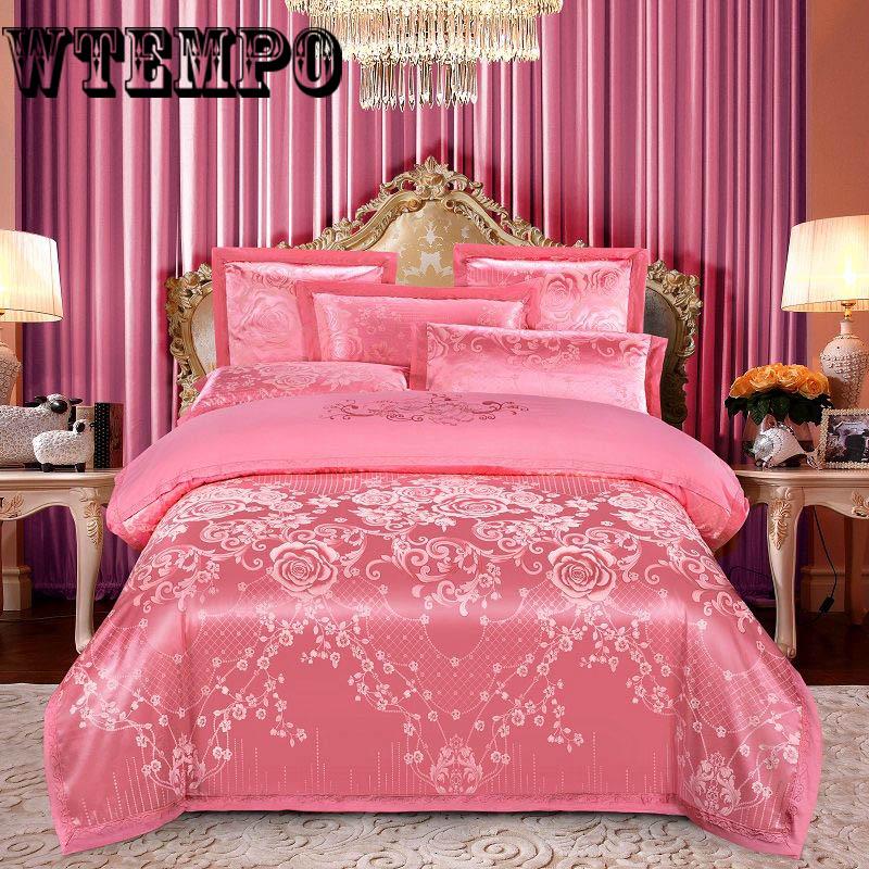 European embroidery jacquard cotton four-piece bedding quilt cover sheets pillowcases noble