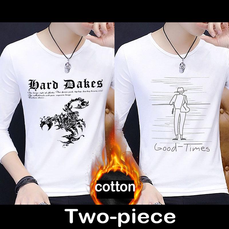 Long-sleeved T-shirt men's autumn and winter warm sweater trend wild clothing top men's T-shirt