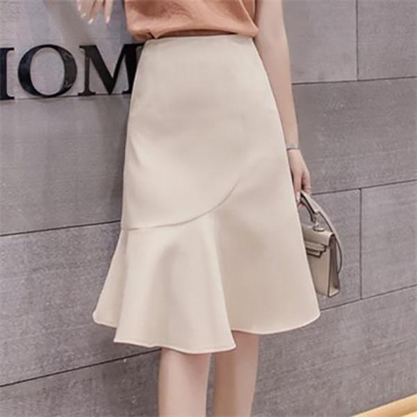 Mermaid Skirt Women Sexy Tight A-line Pleated Skirt Hip Skirt  Elastic Waist Club Casual Home Office