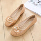 Women's Wedge Heel Spring and Autumn Round Toe All-match Comfortable Slip-on Leather Shoes