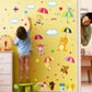 [Wall sticker ]Diy Cartoon Animal With Umbrella Wall Decals Star Tree Forest Wall Stickers For Kids