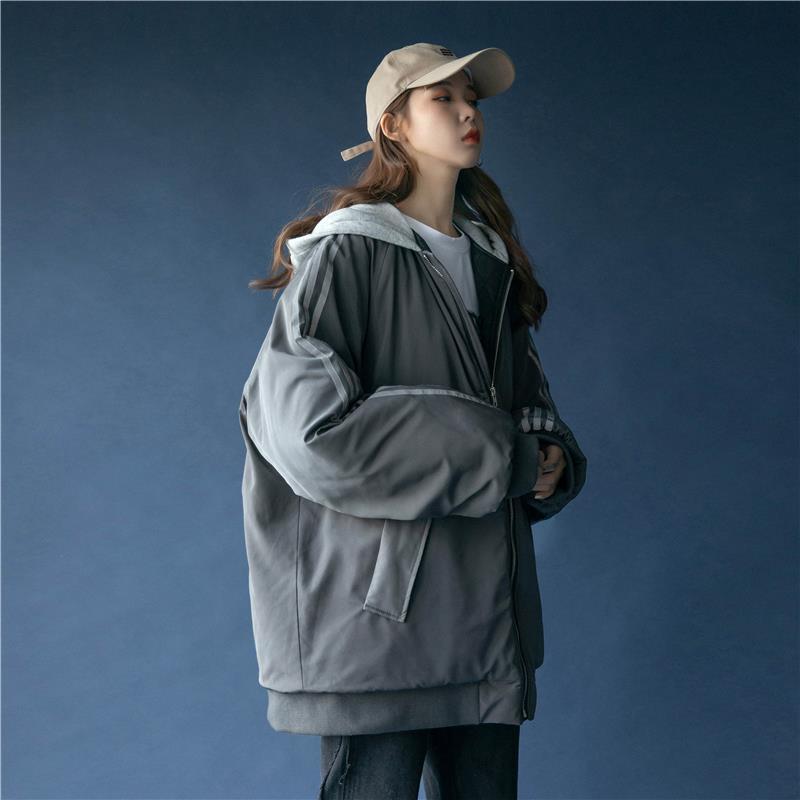 Cotton Jacket Women Winter Korean Version of Loose Ins Tide Hooded Cotton Jacket Short Couple Thickened Quilted Jacket