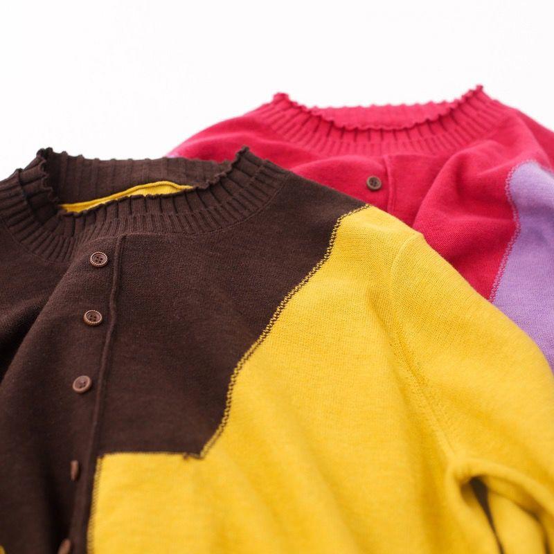 Autumn Women's Round Neck Knitted Tops Women Loose Slim Fit Color Matching Sweater Women's Long-sleeved  Design Sense