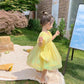 Girls Dress Summer Dress Sweet Children's Princess Dress Tutu Skirt Little Girl Skirt Puff Sleeve Square Neck Mesh Skirt