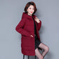 Ladies Middle-aged and Elderly Down Padded Jacket, Long Hooded Loose Mother's Padded Jacket, Padded Jacket