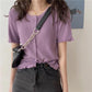 Summer and Autumn Knitted Tops Round Neck Short-sleeved Sweater Cardigan Loose Young Women's Jacket