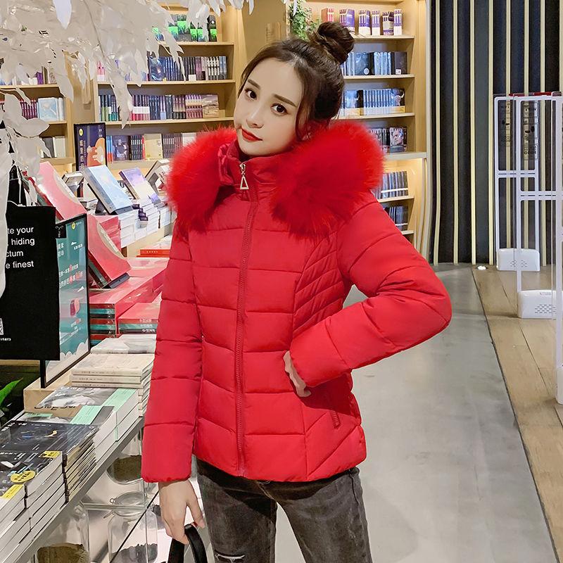 Winter Korean Style Slim and Thin Padded Jacket Jacket Thickened Short Big Fur Collar Down Jacket for Women