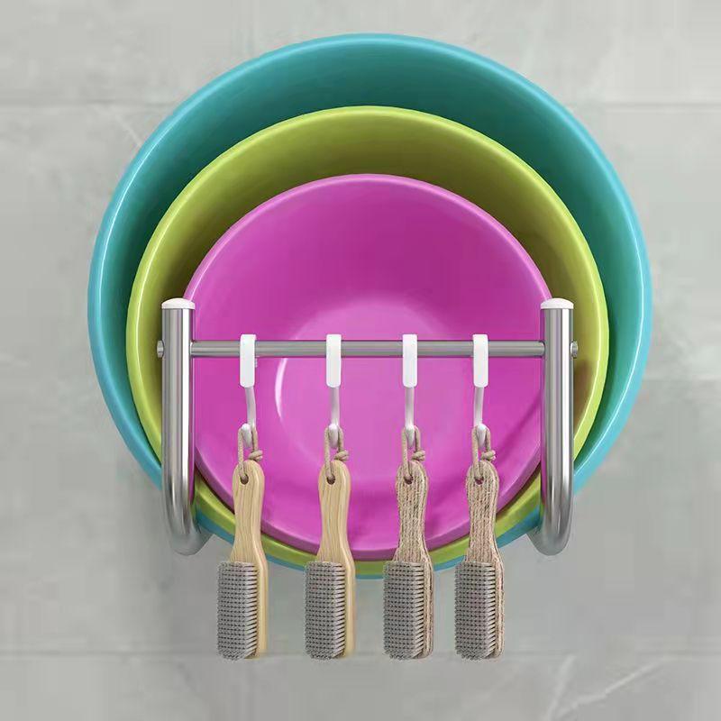 Stainless Steel Bathroom Basin Rack Washbasin Rack Kitchen Cutting Board Pot Cover Rack Basin Storage Rack Nail-free Wall Hanging Rack Basin Rack
