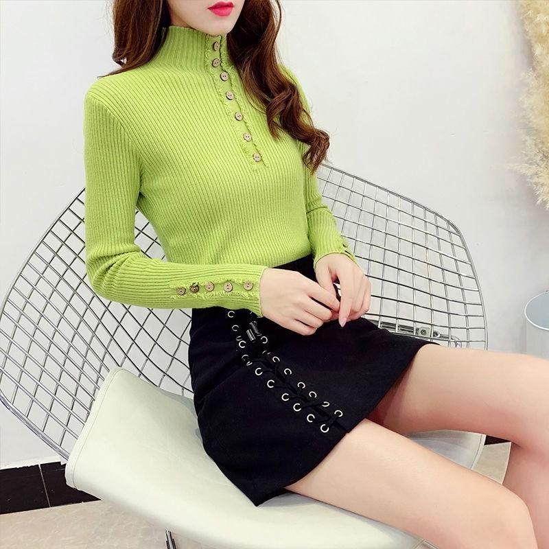 Polyvore Winter Half Turtleneck Warm Sweater Women Long-sleeve Pullover Fit Slim Bottoming Shirt