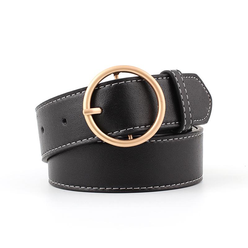 Concise Round buckle ladies wide belt fashion buckle pants belt