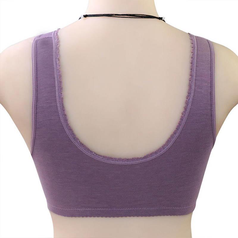 Ladies Front Button Underwear Cotton Vest Plus Size Thin Breathable Adjustable Bra