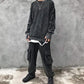 Sweater Men's Autumn and Winter Sleeves Oversize Drop Shoulders Retro Washed Solid Color Top Loose Casual Cool Men's Tops