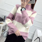Half Turtleneck Pullover Black and White Striped Sweater Autumn and Winter Loose Short Bottoming Shirt Student Thickening Ladies Blouse