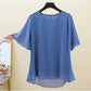 Large Size Chiffon Shirt Women's Short-sleeved Mother's Clothes Loose and Thin Maternity Clothes Tops Round Neck Bottoming Shirts
