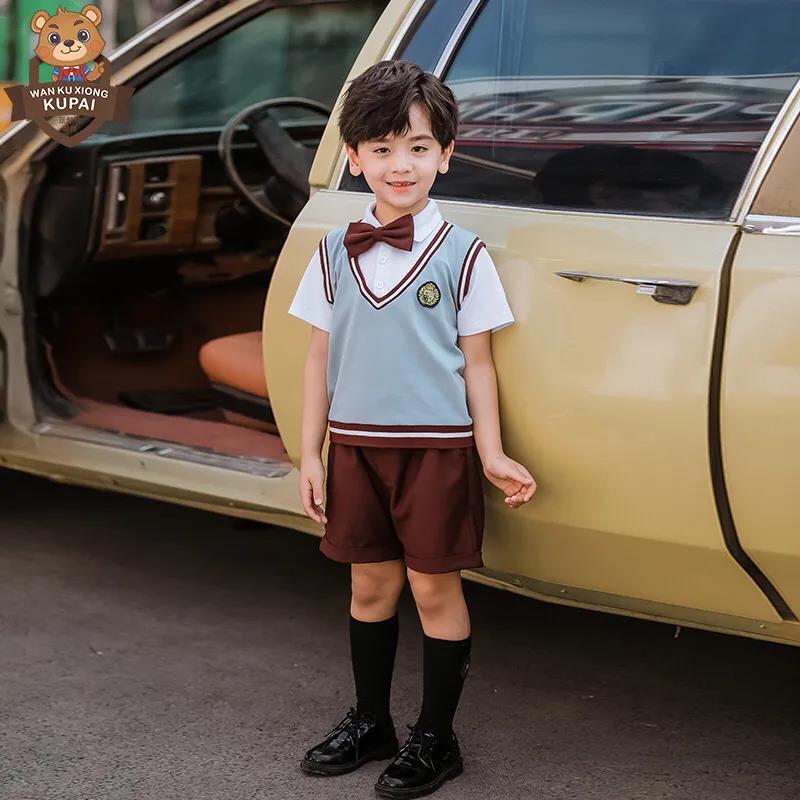 Children's Clothing College Style Boys and Girls Short-sleeved Shirt Suit Primary School Uniforms Class Uniforms Kindergarten Uniforms