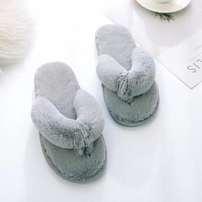 Warm Fluffy Slippers Women Cozy Faux Fur Cross Indoor Floor Slides Flat Soft Furry Shoes Ladies Female Celebrities Flip Flops