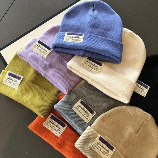 Unisex Knitted Beanie Hat Winter Solid Color Warm Hat Ladies Crochet Ski Leisure Skull Hat