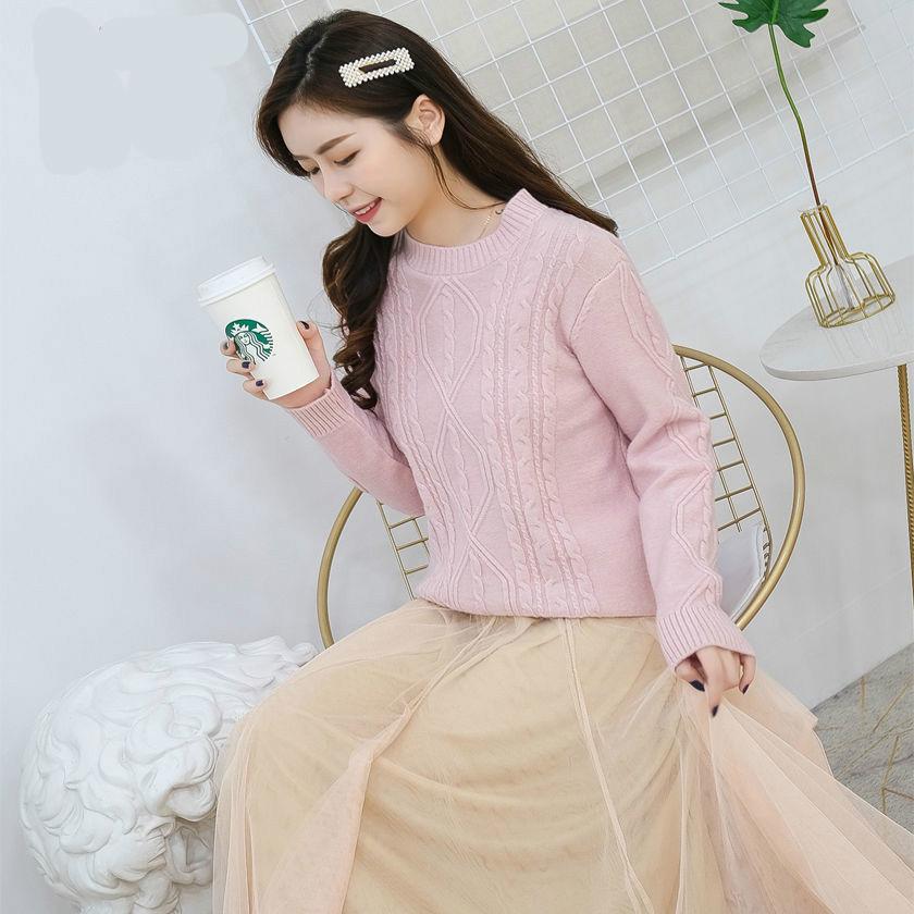 Women Winter Lazy Wind Round Neck Thick Sweater CoatNew  Loose Sweater Women's Sleeve