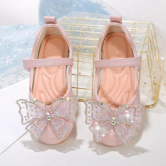 White Pink Blue Kids Baby Flower Shoes Children Wedding Party Dress Princess Leather Sandal for Little Girl Dance Shoes