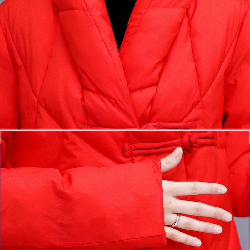 Winter Ladies Down Jacket Retro Printed Long Cotton Jacket Thicken Ethnic Wind Over-the-Knee Jacket
