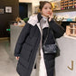 Winter Women's Down Padded Jacket Korean Style Stand-up Collar Hooded Padded Jacket Thickened Warm Mid-length Padded Jacket