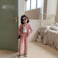 Girls' Suit Spring Clothes Children's Foreign Style Long Sleeve Cardigan Coat Baby Leisure Wide Leg Pants Two Piece Set