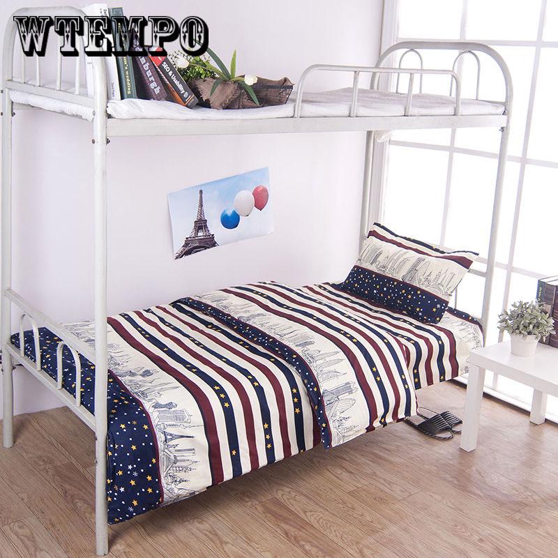 3pcs Simple Print Bedding Set Concise Style Kids Single Size Duvet Cover Sheet Pillowcase Stripe  Solid Color Bedding Sets