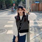 Retro Pattern Knit Sweater V-neck All-match Vest Vest Top Loose Loose Outer Wear Cardigan Sweater Jacket Sweet and Cute