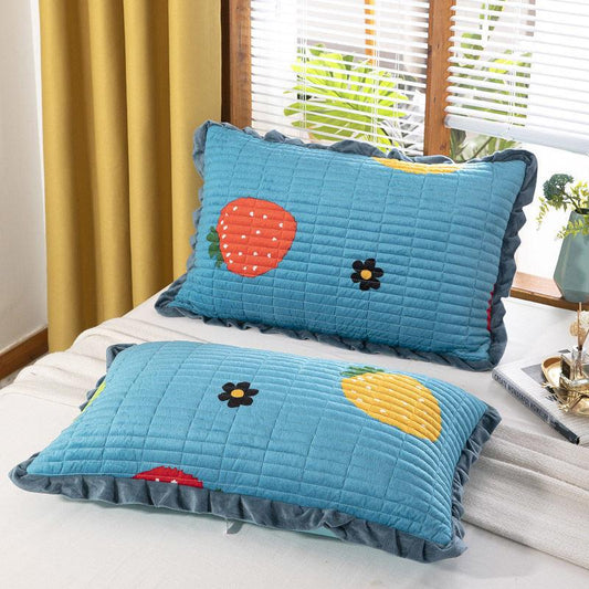 Household Crystal Velvet Thick Quilted Pillowcase Winter Warm Flannel Pillowcase Coral Fluffy Bedding