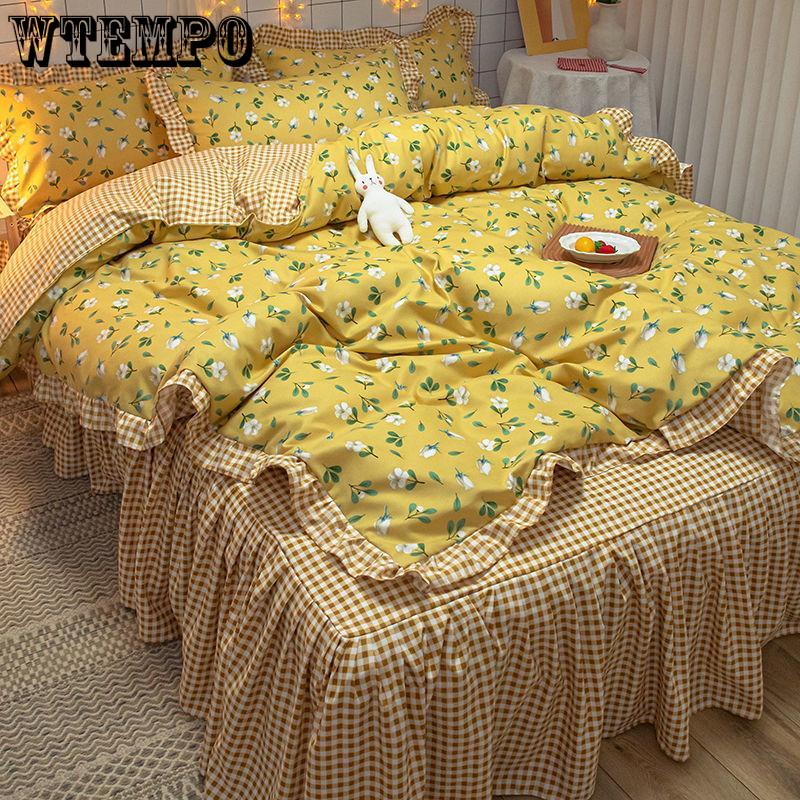 Bedding Sets Quilt Cover Cotton Four-piece Bedding Set Bed Skirt  Bed Linen Bed Cover Princess Style Duvet Cover Bedding Quilt Cover Bed Sheet