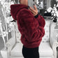 Women's Autumn and Winter Jacket Hooded Bunny Fur Grass Short Coat Female Long Sleeve Solid Color Warm