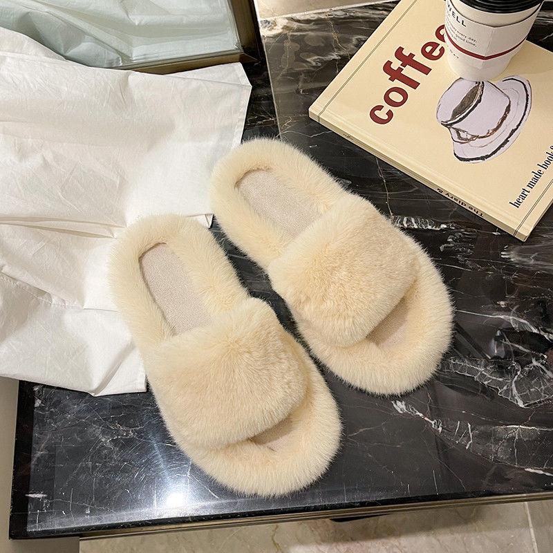 Fashionable Furry Cotton Slippers Ladies Slippers Keep Warm In Autumn and Winter Leisure Home Furnishing