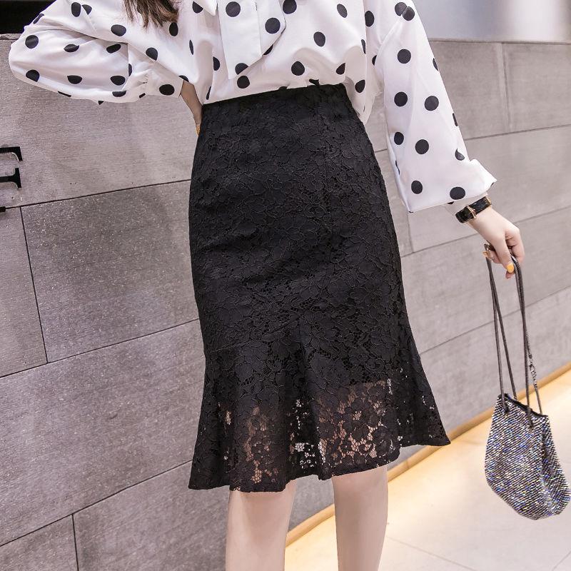 Spring Summer Women Lace Skirts Fashion Solid Casual Mesh Tulle Skirt Hollow Out Short Pencil Elegant Elastic Black/Apricot Skirt