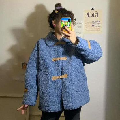 Autumn and Winter All-match Loose Plus Velvet Thickening Imitation Lamb Wool Winter Jacket Women's Jacket