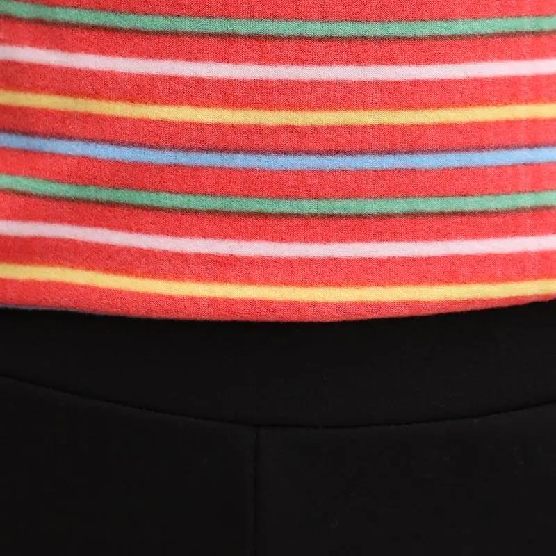 Mom Spring and Autumn Long Sleeve T-Shirt Striped Top Short Casual Bottoming Shirt