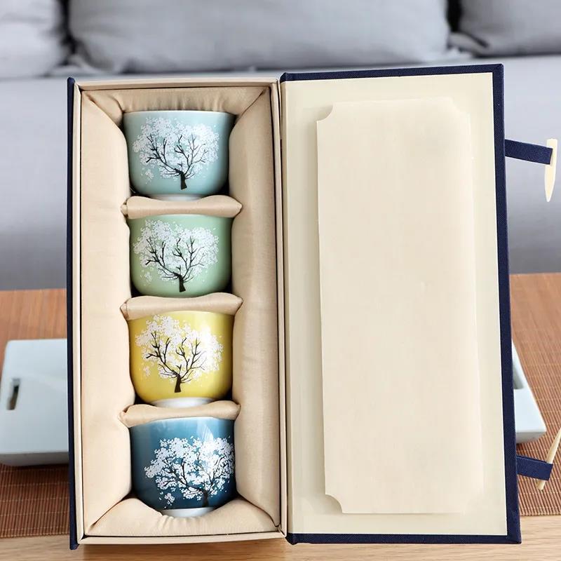 Thermochromic Cup Sakura Tea Cup Ge Kiln Open Piece Tea Cup Ceramic Kung Fu Tea Cup Master Cup