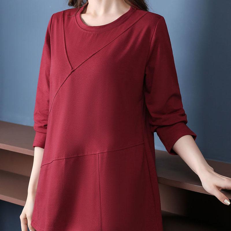 Spring Fall Long Sleeve Splicing T-Shirts Women Clothing Fashion Casual Plus Size Loose Tee Shirt Femme Tops Pullovers