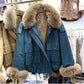 Parker Overcome Female Imitation Fox Big Fur Collar Lamb Wool Short Frock Coat with Velvet To Keep Warm and Comfortable