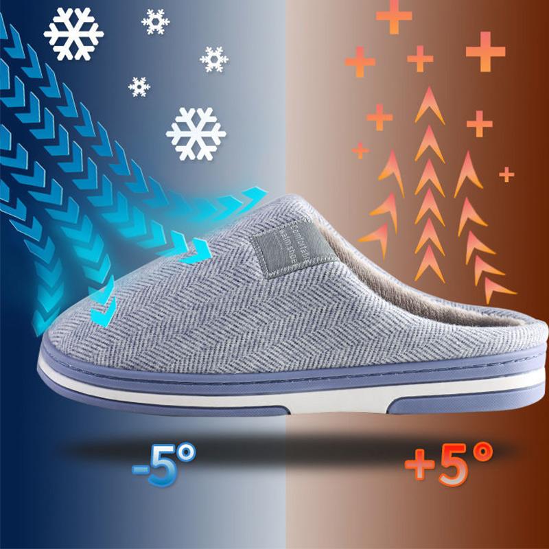 Household Cotton Slippers Men's Home Autumn and Winter Thick Bottom Non-slip Indoor Warm Plush Shoes