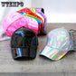 Women Men Color Gradient Shiny Metallic Laser Leather Snapback Baseball Caps